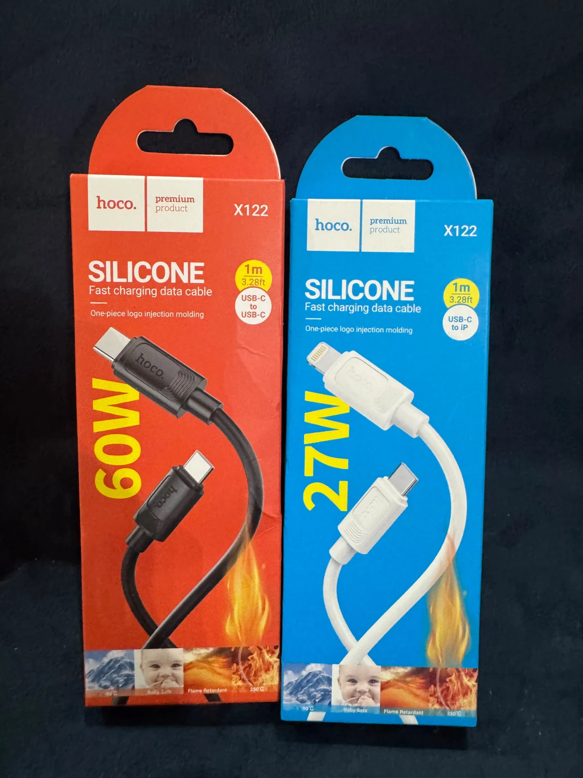 HOCO X122 Silicone Charging Cable USB-C to USB-C & Lightning — Original product & packaging