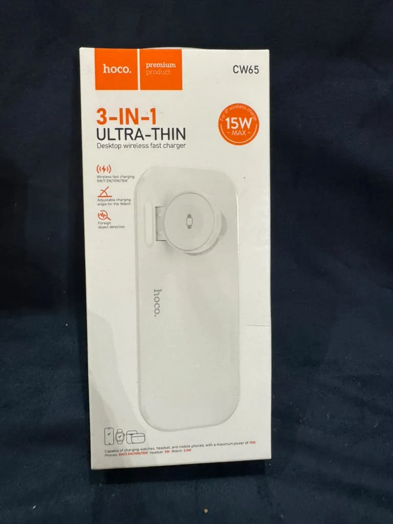HOCO CW65 3-in-1 Desktop Wireless Charger — Original product & packaging