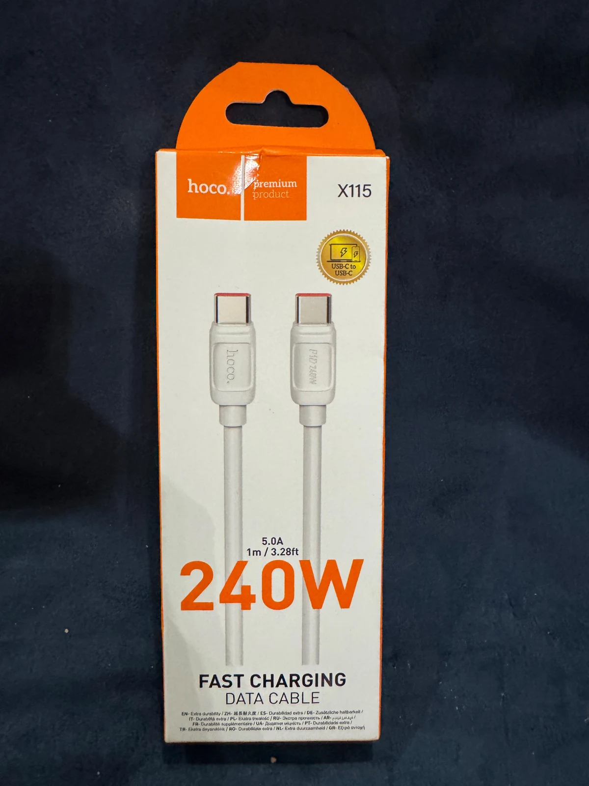 HOCO X115 240W USB-C to USB-C Cable — Original product & packaging